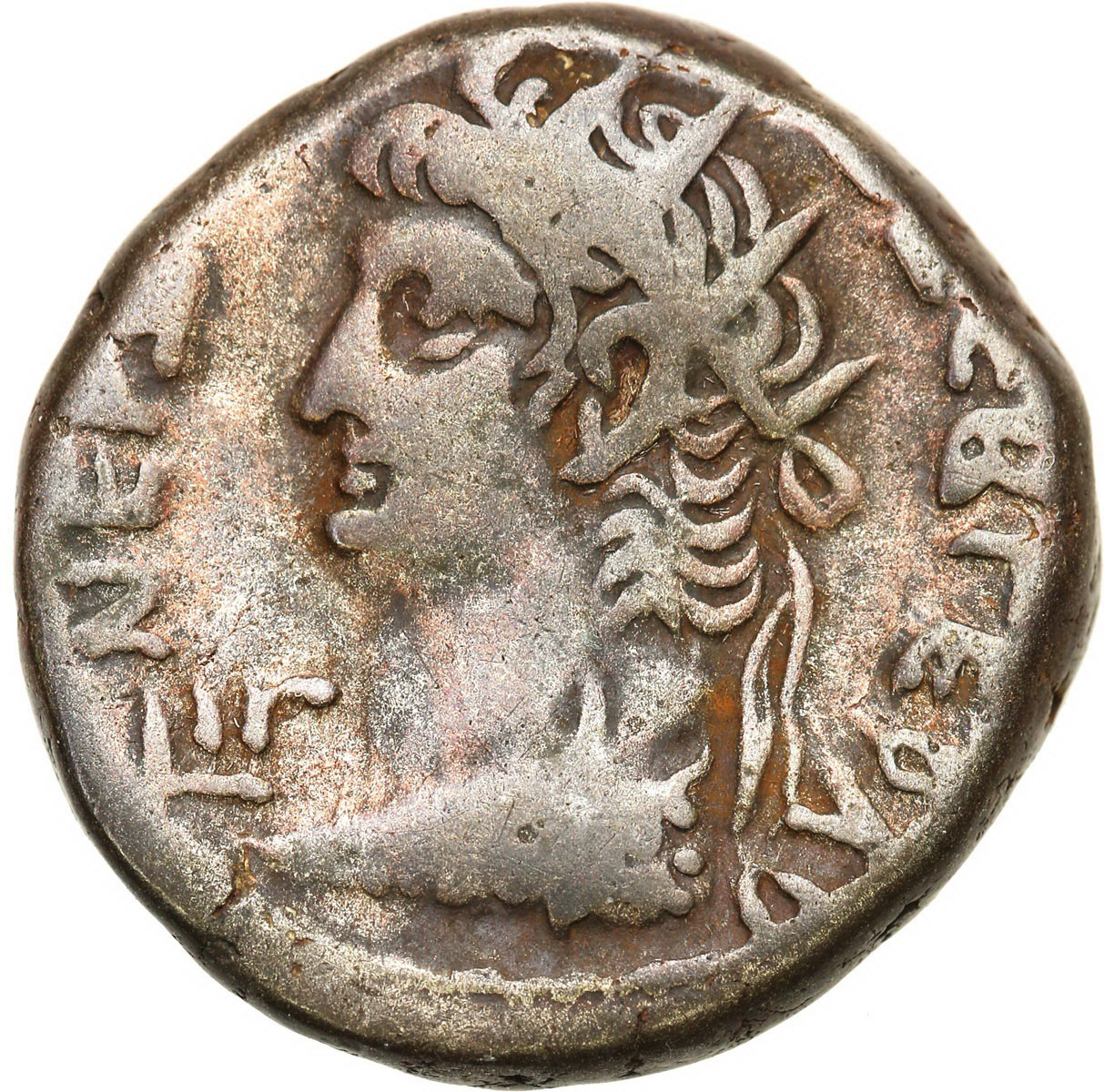 Cesarstwo Rzymskie, Neron (54-68). Tetradrachma bilonowa AR z portretem cesarza Augusta, Aleksandria